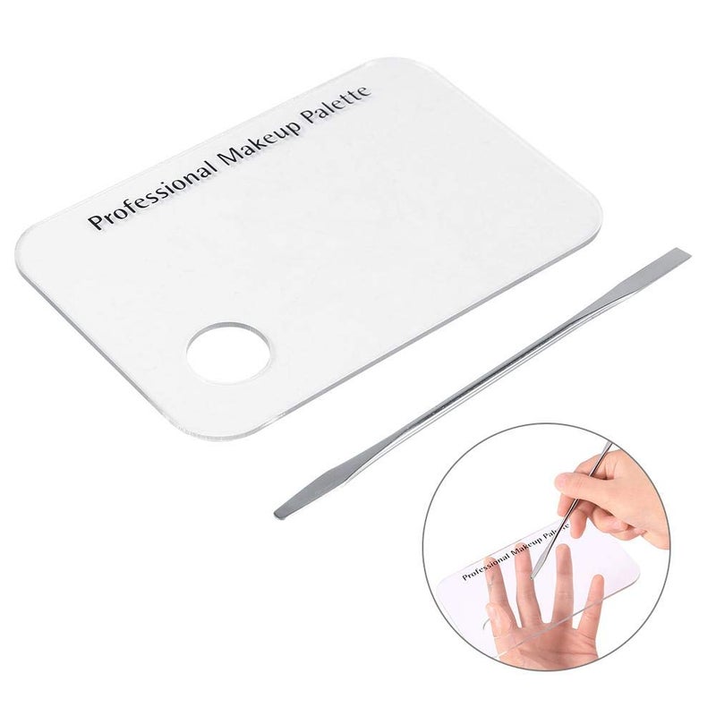 Rotekt Makeup Palette with Spatula, Rotekt Clear Acrylic Makeup Nail Art Cosmetic Mixing Palette & Stainless Spatula Tool Applicators Set,Nail Holder Display Cosmetic Makeup Palette Tray Accessories - Image 2